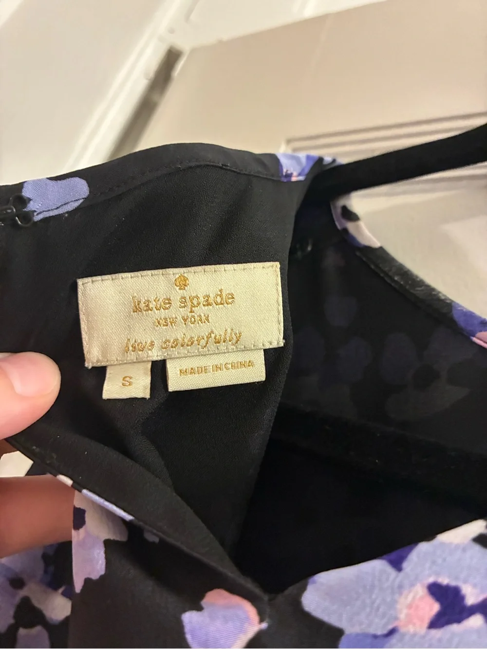 kate spade Black Sleeveless Floral Layered Tunic with Lavender & White Print